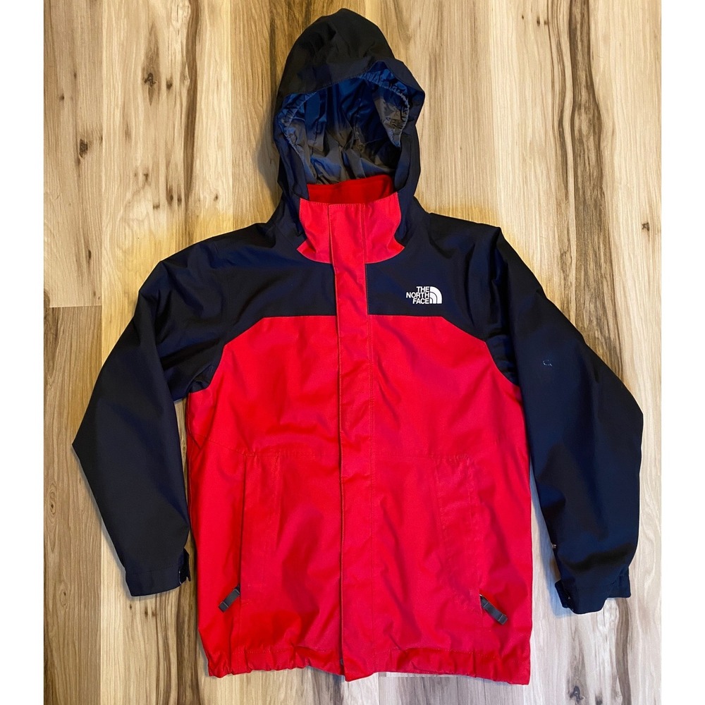 The North Face Boys Red Black DryVent Hooded Fleece Lined Jacket Size S 7/8